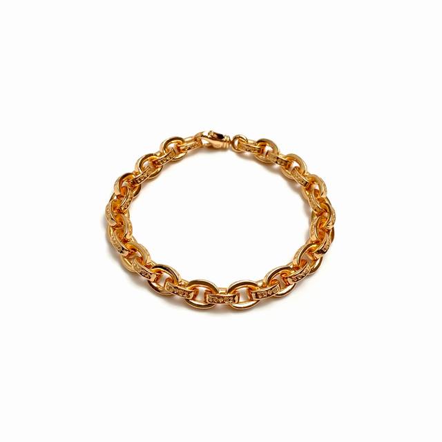 Chrome Hearts gold-plated lobster clasp thick letter bracelet