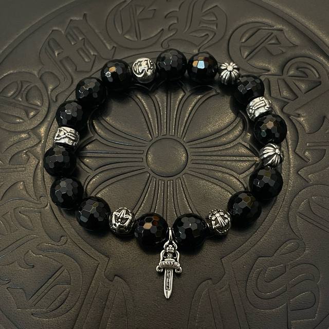 New counter quality Chrome Hearts classic retro multi-element obsidian bracelet