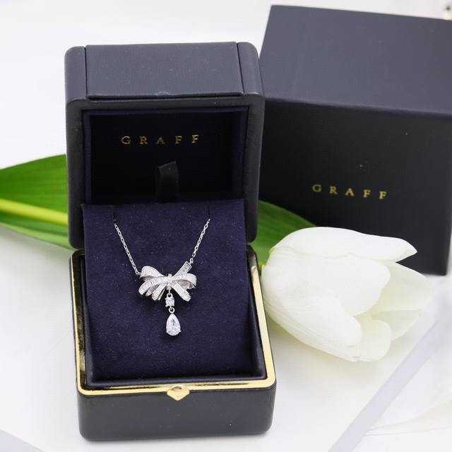 Top brand Graff bow necklace, high-end jewelry custom simulation diamond series
