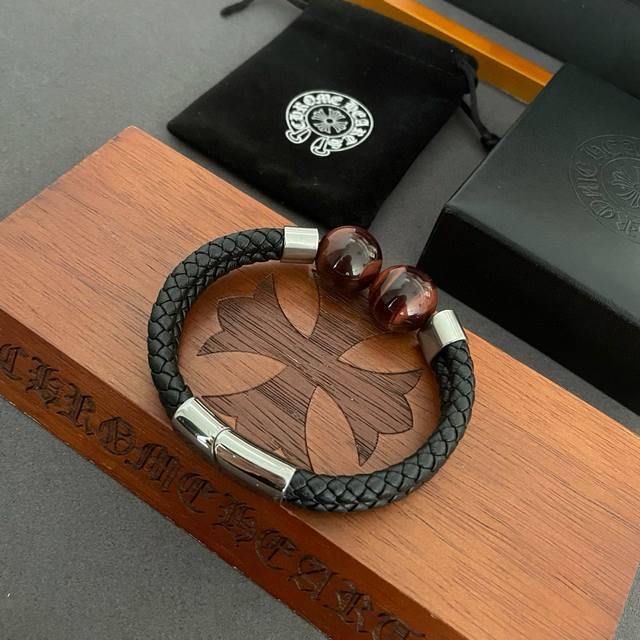 New counter exquisite version Chrome He Rts Chrome Heart Tiger Eye Leather Cord