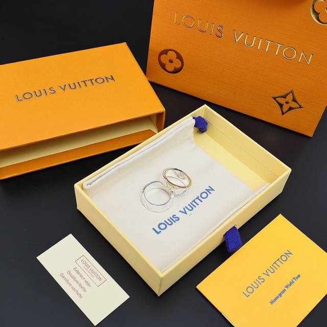 Louis Vuitton new silver logo print ring (sizes M-L) in stock, available immedia