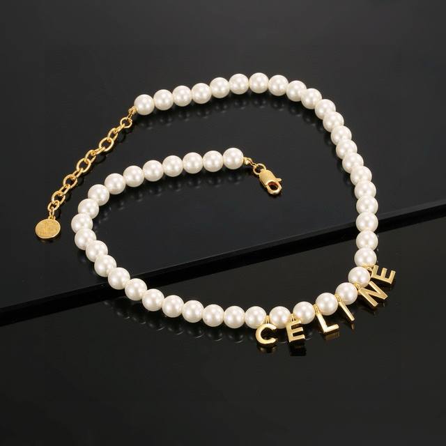 Celine Arc de Triomphe pearl letter necklace purchasing agent level one to one c