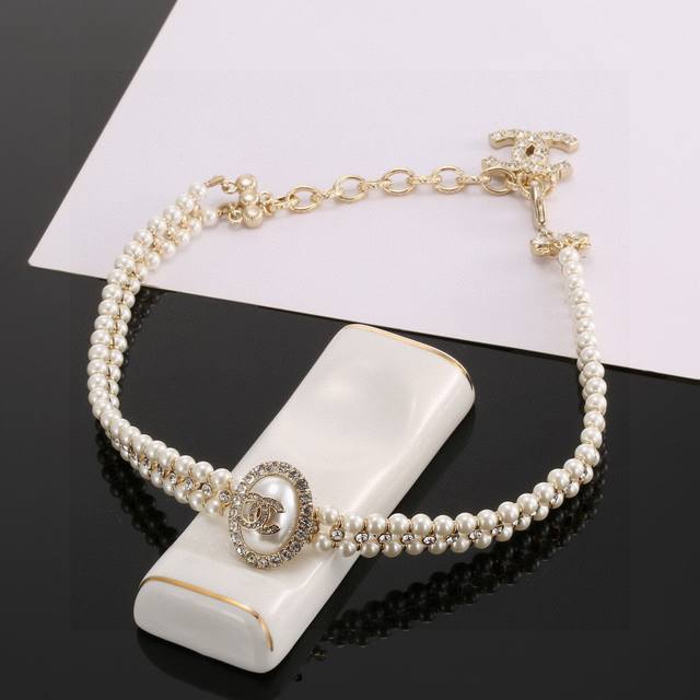 Chanel Small Oval Pearl Diamond Double Necklace, Heavy Weaving Hand-Inlaid Each
