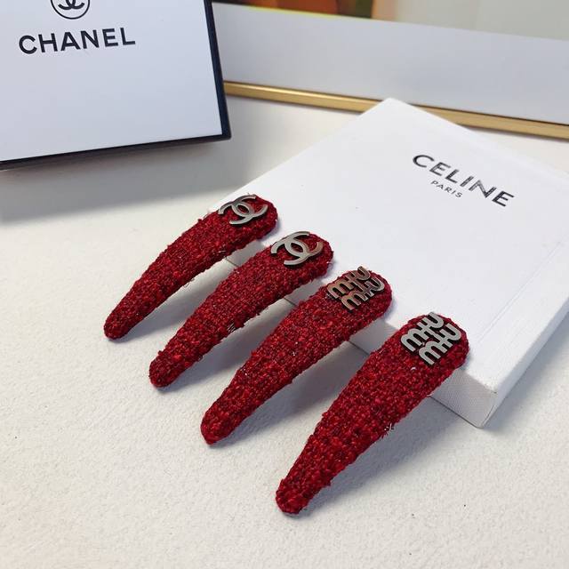 chanel Miumiu Miu Miu thick titanium steel logo side clip bangs clip Bb clip pre