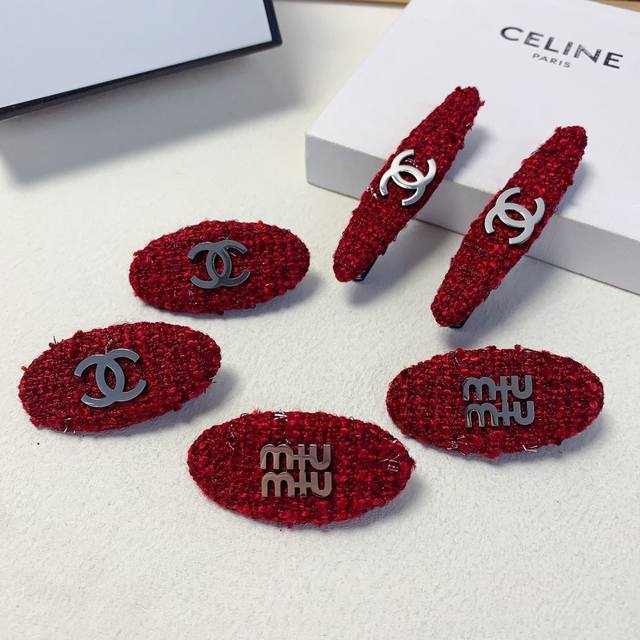 chanel Miumiu Miu Miu thick titanium steel logo side clip bangs clip press clip