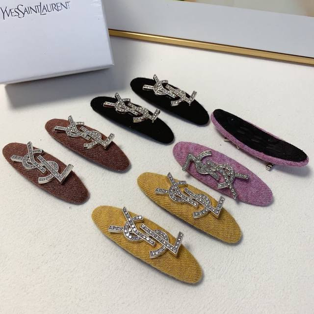 ysl Saint Laurent Yangshulin hairpin wool logo side clip bangs clip Bb clip pres