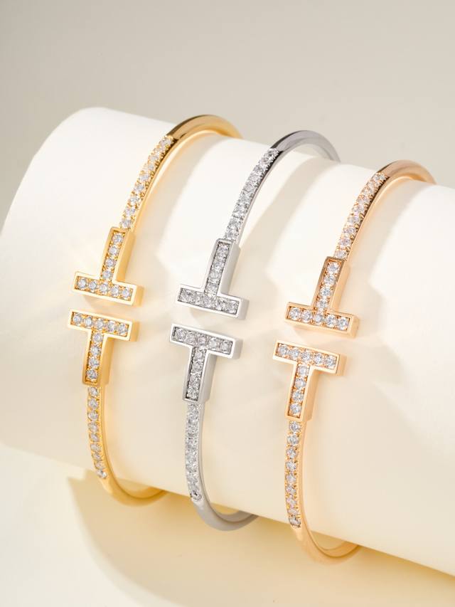 The new Double T series diamond-studded open bracelet is so beautiful it's prac