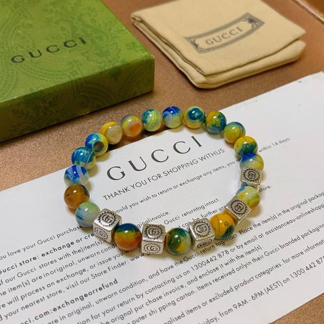 Gucci luxury bracelet, unisex, latest model, all-agate beaded bracelet, higher-e