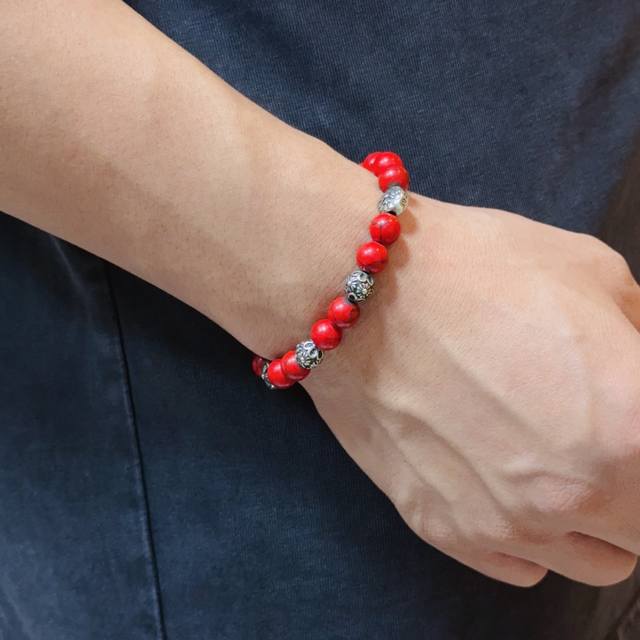 New counter quality Chrome Hearts classic retro multi-element red turquoise bra