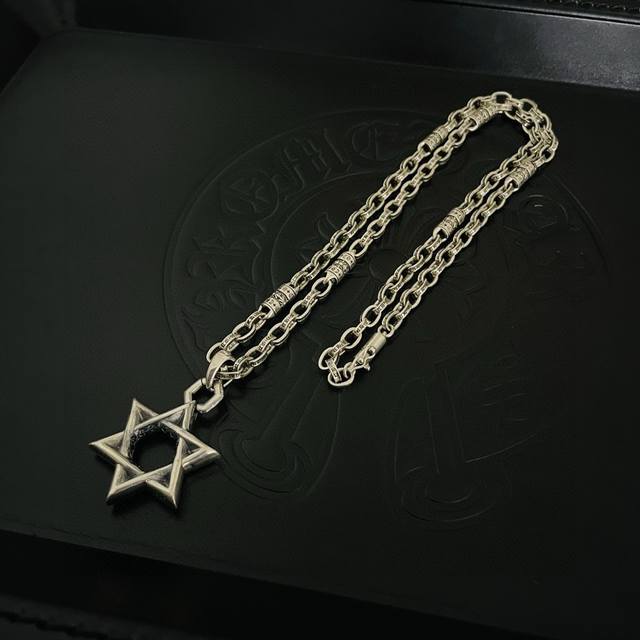 Counter quality Chrome Hearts classic retro button-grain letter necklace with he