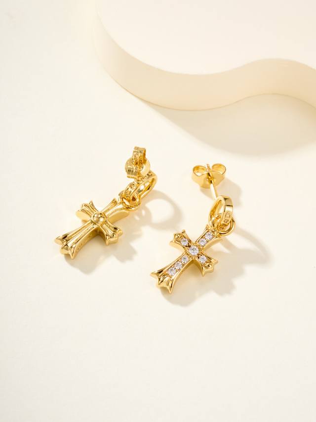 Cross Gold Diamond Earrings | Chrome Hearts The cross is the symbol of modern C