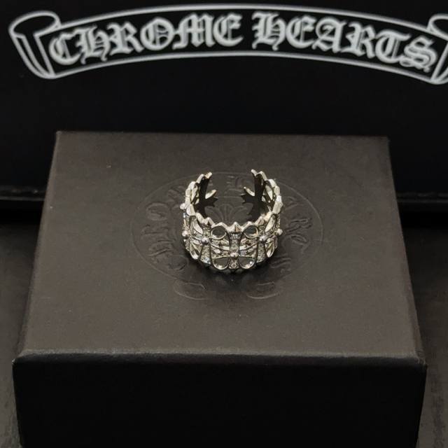 Counter quality Chrome Hearts full diamond cross flower ring with concave and co