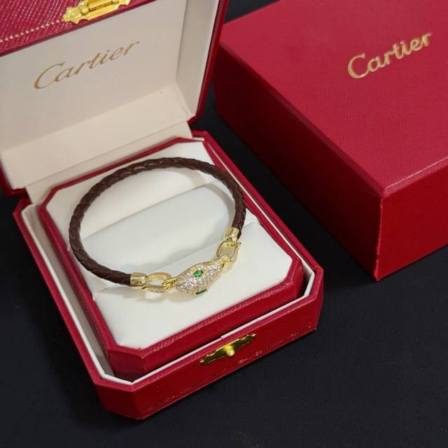 Cartier's snakehead diamond-studded leather cord bracelet is a high-end custom v