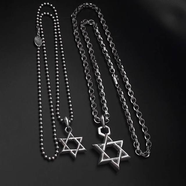 Letter chain 90 round bead chain Chrome Hearts six-pointed star pendant small s