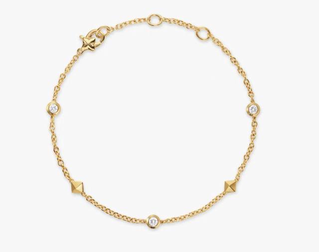 Davidyurman Gold Small Modern Diamond Bracelet 17cm+2cm+2cm=21cm
