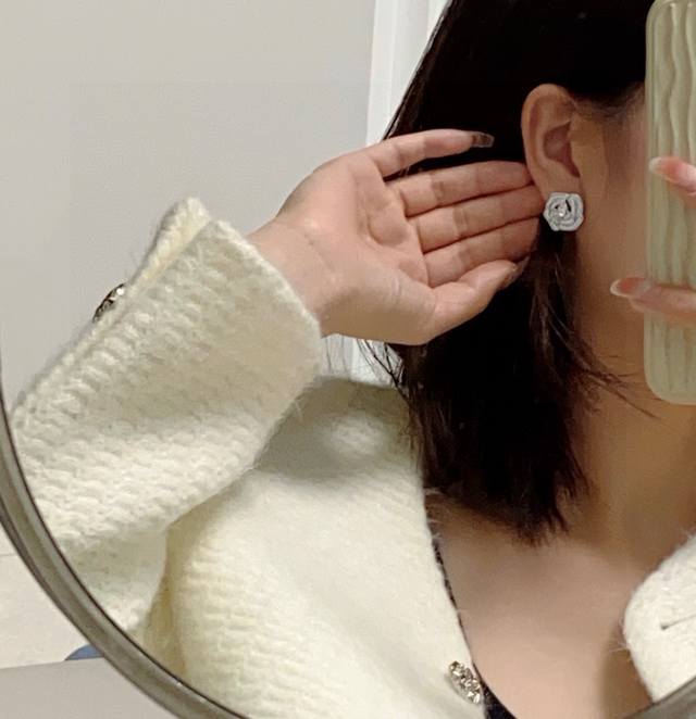 New Chanel Camellia stud earrings in a small Chanel style. Exactly the same ori