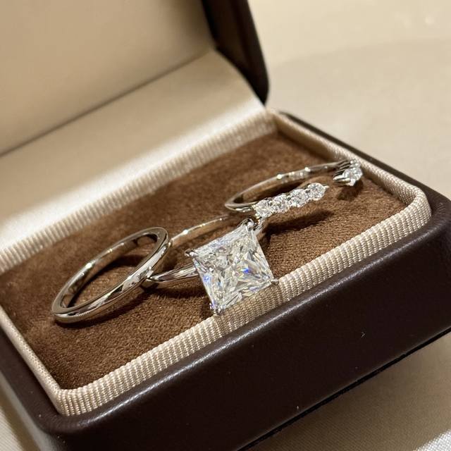 Three-in-one ring set A6559 New high-end jewelry square diamond three-in-one sta