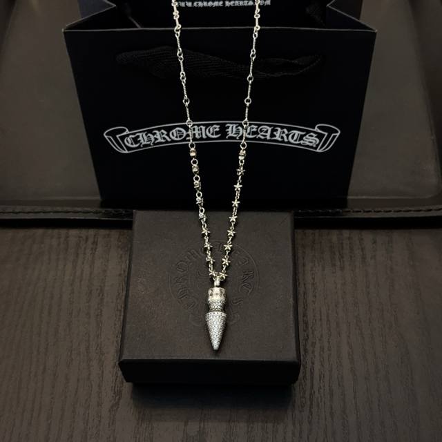 New counter quality Chrome Hearts classic retro necklace with full diamond bull