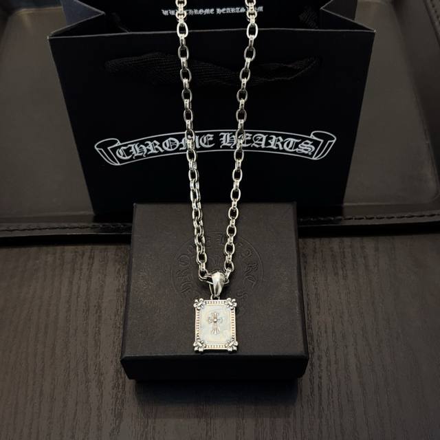 New counter quality Chrome Hearts classic letter necklace square cross pendant