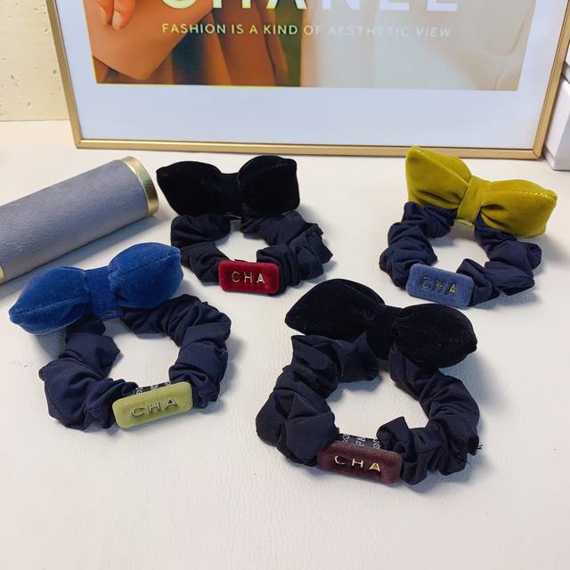 chanel Xiaoxiang Chanel rubber band velvet bow logo rubber band hair band large