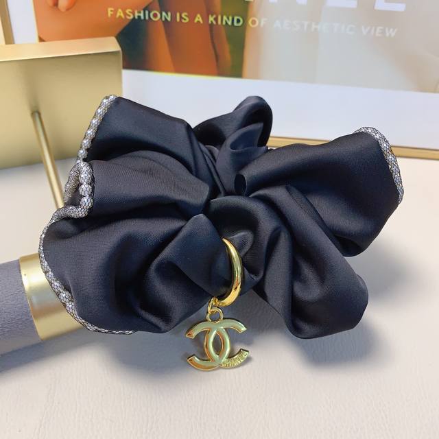 chanel Celine Miumiu Miu Miu satin pearl edging tag rubber band hairband daily e