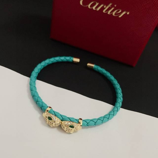 A high-end custom version of Cartier's leather cord bracelet, inlaid with diamon
