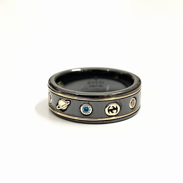 Gucci Lcon series black ceramic ring Black honey planet star element unique shap
