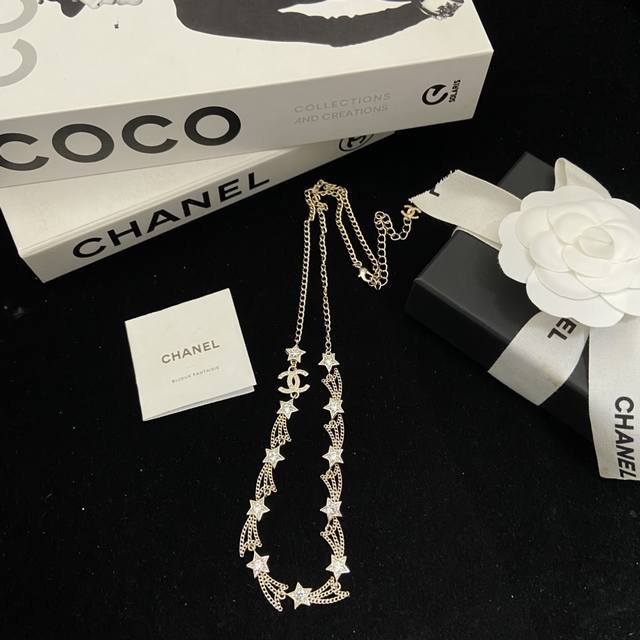Today's new product Chanel 25B new shooting star double C necklace Full diamond
