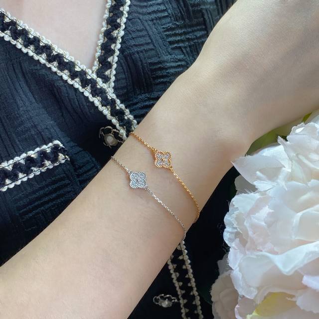 v gold-plated CNC clasp. Original clasp, 0.9mm VCA, full diamond mini single flo