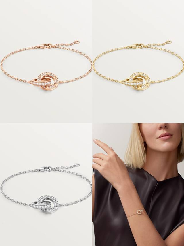 CartCartier Double Ring Bracelet Love Full Diamond Double Ring Bracelet White, G