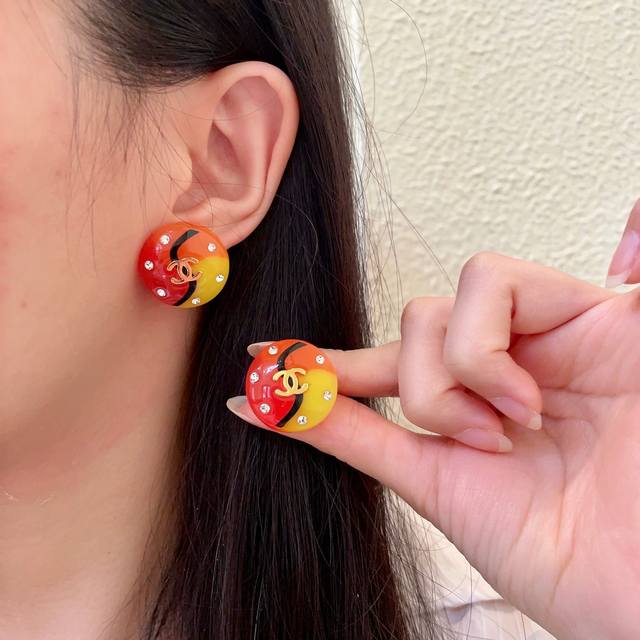 Chanel colorful double C earrings