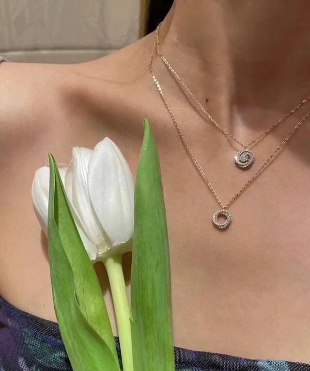 Cartier white diamond three-color three-ring necklace shipped S925 sterling sil