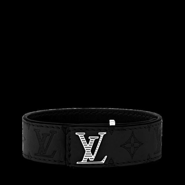 Louis Vuitton Lv old flower black leather bracelet