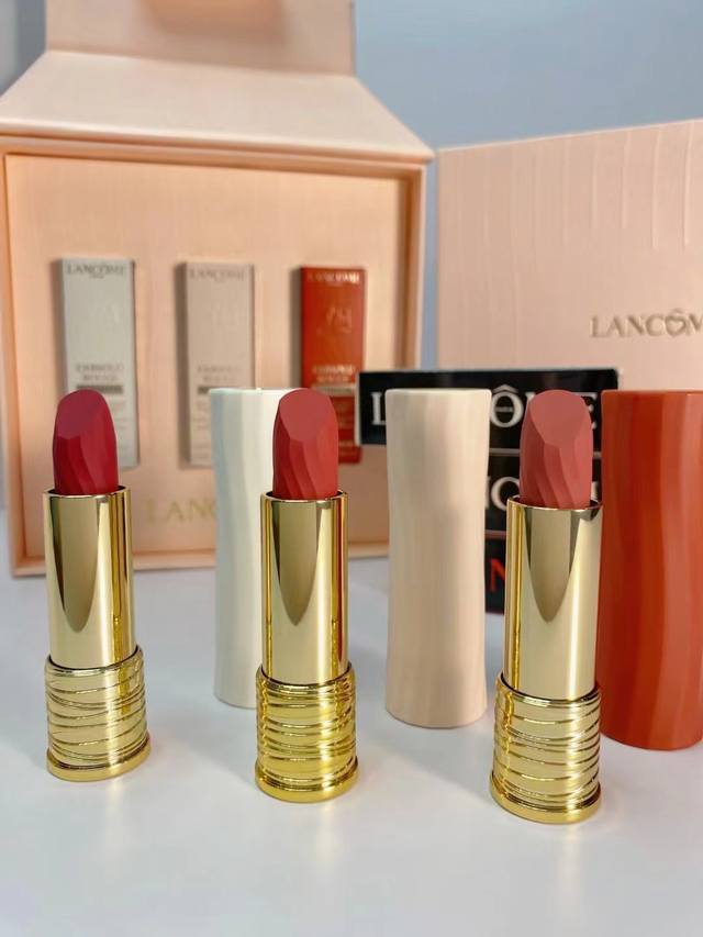 High-quality Lanc?me Qixi Festival Love at Dawn lipstick 3-piece set! Shades: 27