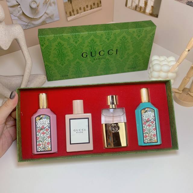 High-quality Gucci green box sample set (4 pieces). 30ml x 4, with spray nozzle,