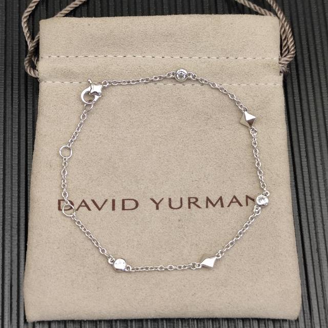Davidyurman Silver Petite Modern Diamond Bracelet 17cm + 2cm + 2cm = 21cm Item N