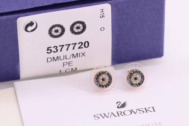 Swarovski Rose Gold Round Evil Eye Stud Earrings These simple and elegant rose g