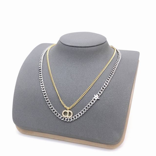 Item No. Dxl0188 Dio* Latest gold and silver double-layer necklace, same batch Z
