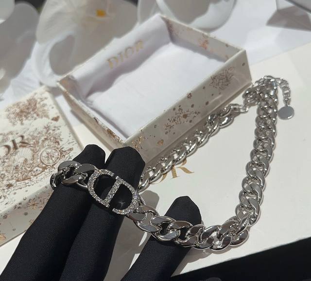 Item No. Dxl0131 Dior Necklace Cd Diamond-set Silver Chain Cd Silver Diamond Chu