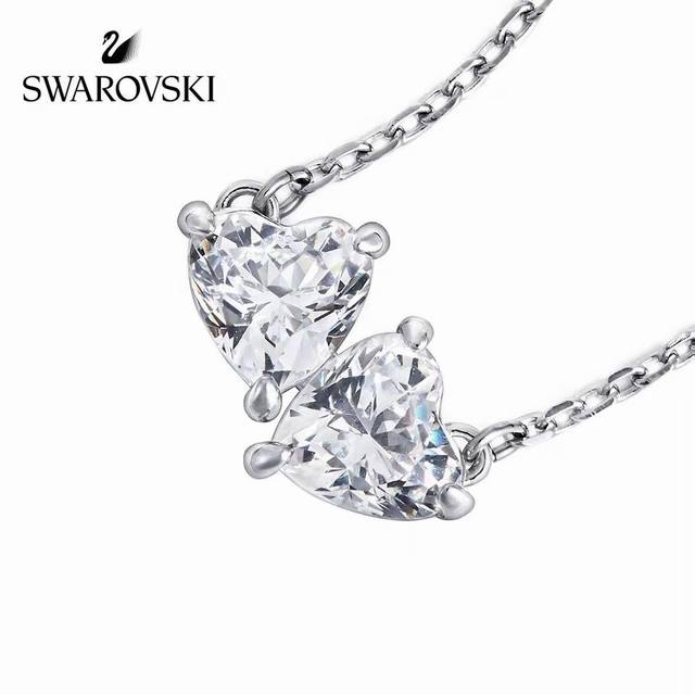 Swarovski True Love Heart-to-Heart Collarbone Necklace This sparkling and charmi