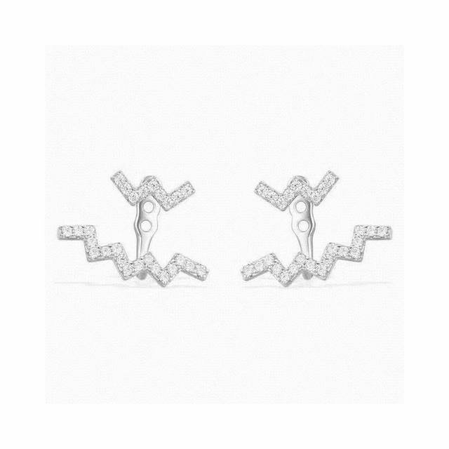 A batch of Monaco Z-shaped wave stud earrings, simple earrings, stylish and eleg