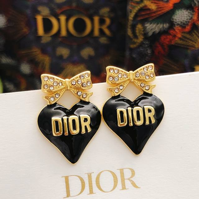 Item No. Ded0178 Dio* Latest style black heart bow earrings, identical to the or