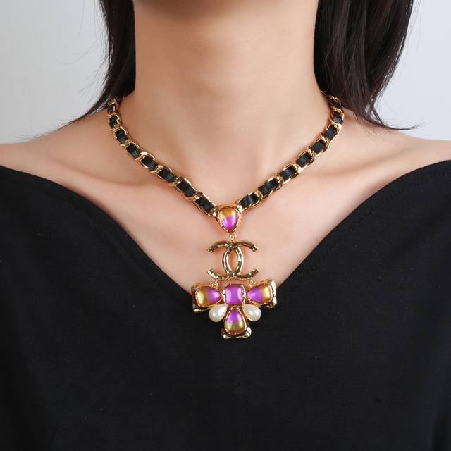 Chanel New Lambskin Colorful Double C Necklace - Hot Selling Item, New Arrival,