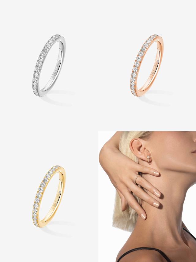 Messika ring, single row of diamonds, full diamond ring, movable, the hottest Mo