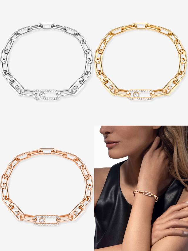 Messika Bracelet, Single Diamond Unisex Sliding Bracelet, Handmade, Section by S