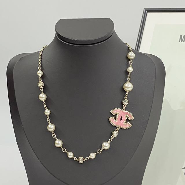 Code N823 Chanel Necklace Hot Selling New Arrival Chanel 24 Pink Glass Pearl Dou