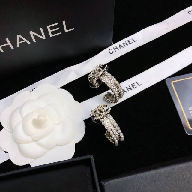 New Chanel boutique style hoop earrings, elegant and luxurious, selected from th