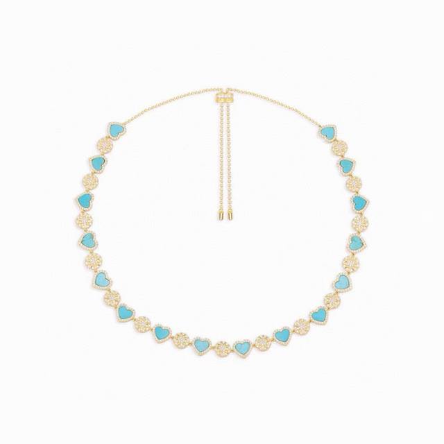 Apm Monaco Sky Blue Heart-Shaped Sun Necklace! Enjoy the cool summer and welcome