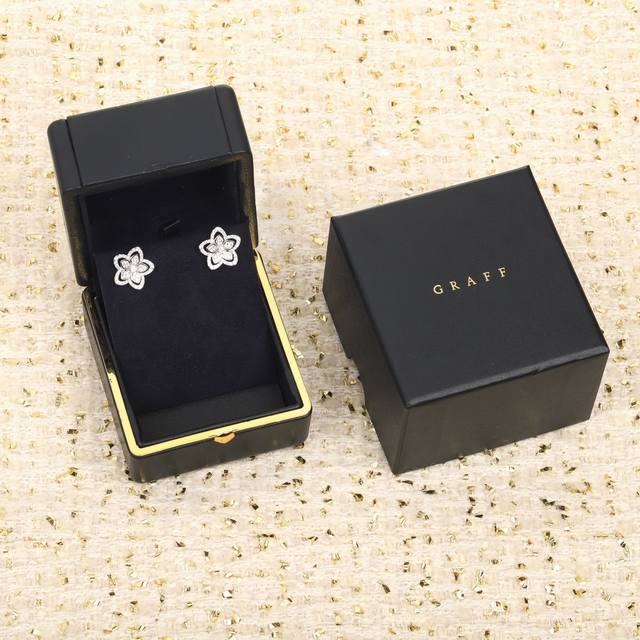 206334 We produce small Wild Flower earrings, custom-made in 18K gold and with r