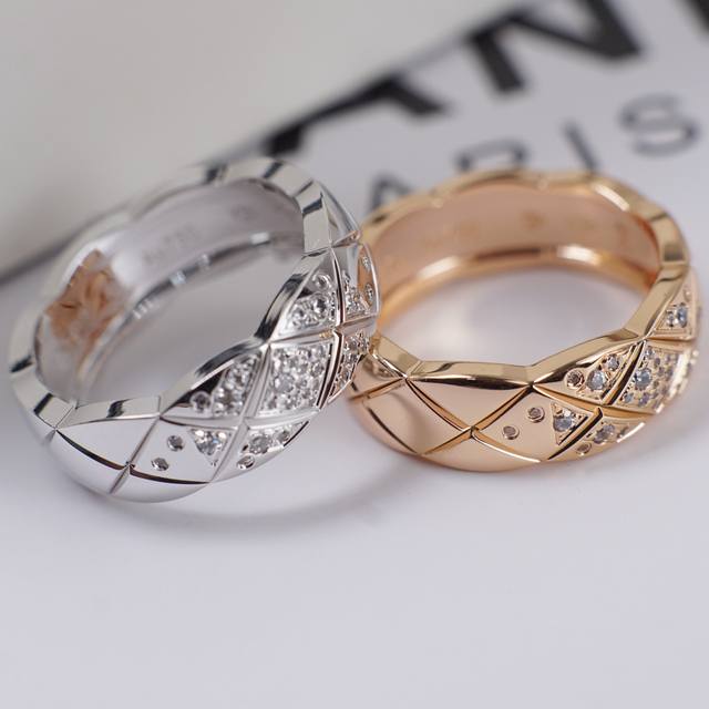 Chanel quilted diamond ring from the Coco Crush series, US sizes 5-6-7-8. Made o